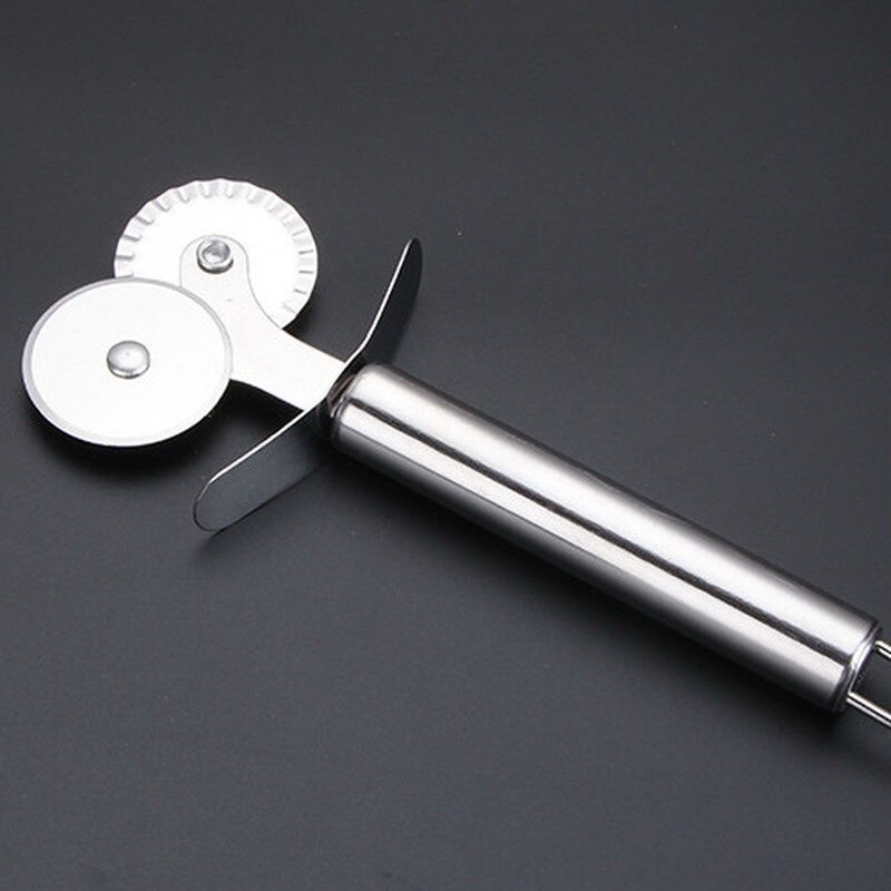 4 Patronen Pizzasnijder Dubbele Roller Pizza Mes Cutter Gebak Pasta Deeg Crimper Keuken Pizza Gereedschap: two wheels