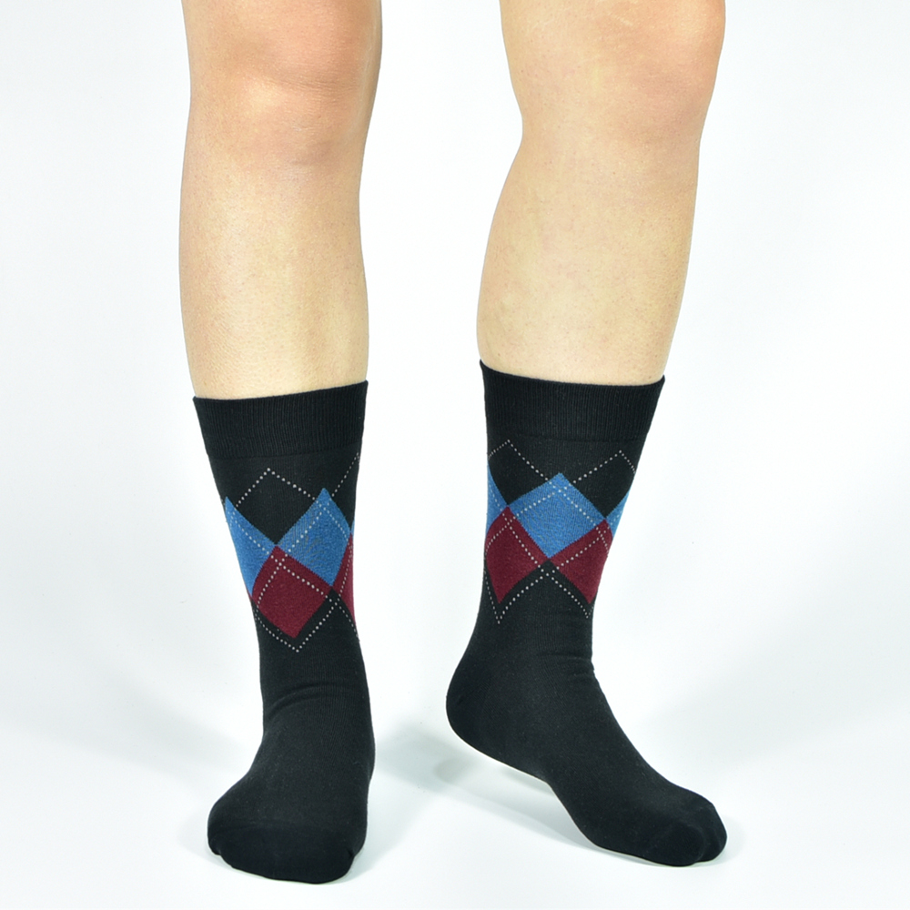 Chaussettes pour hommes habillées à la en coton à motifs noirs Chaussettes drôles colorées heureuses pour hommes
