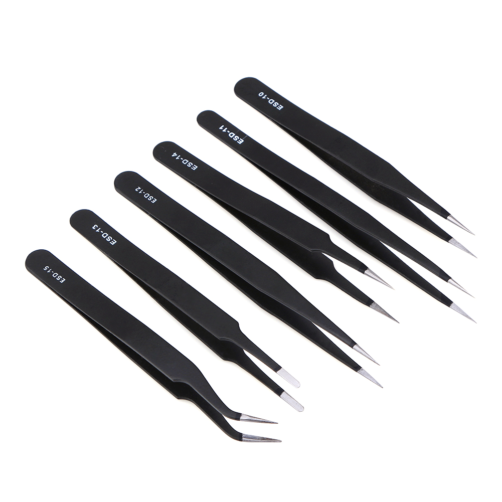 6pcs Safe Stainless Steel Anti-static Tweezers Maintenance Tool Kits Mobile Cell Phone Repair Refurbished Tool Sets for iPhone