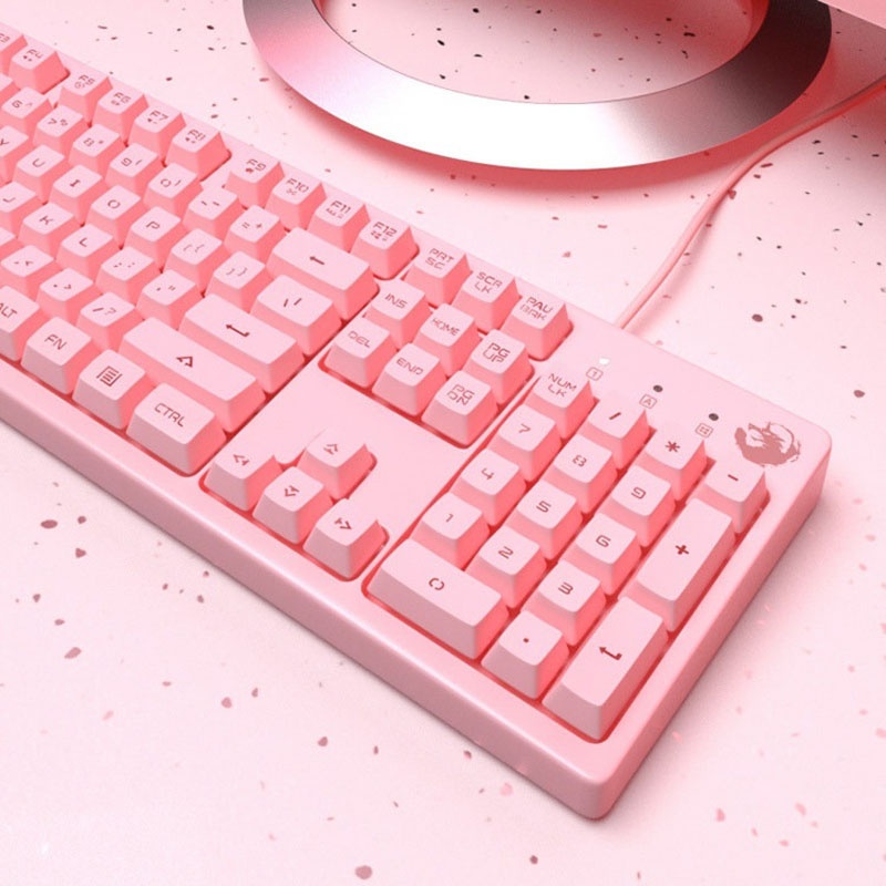 Pink Keyboard Mouse Headset Combos 104 Keys LED Backlit Gaming Keyboard 4800DPI Wired Mice Earphone with Microphons for Desktop