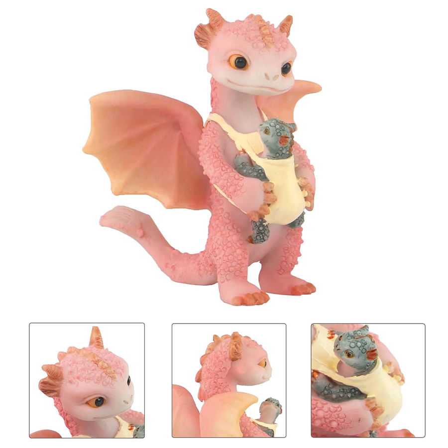 Fantasi drage harpiks skulptur vandtæt miniaturedekoration til akvarium zen have og terrasse mytisk væsen samlerkunst: Militærgrøn