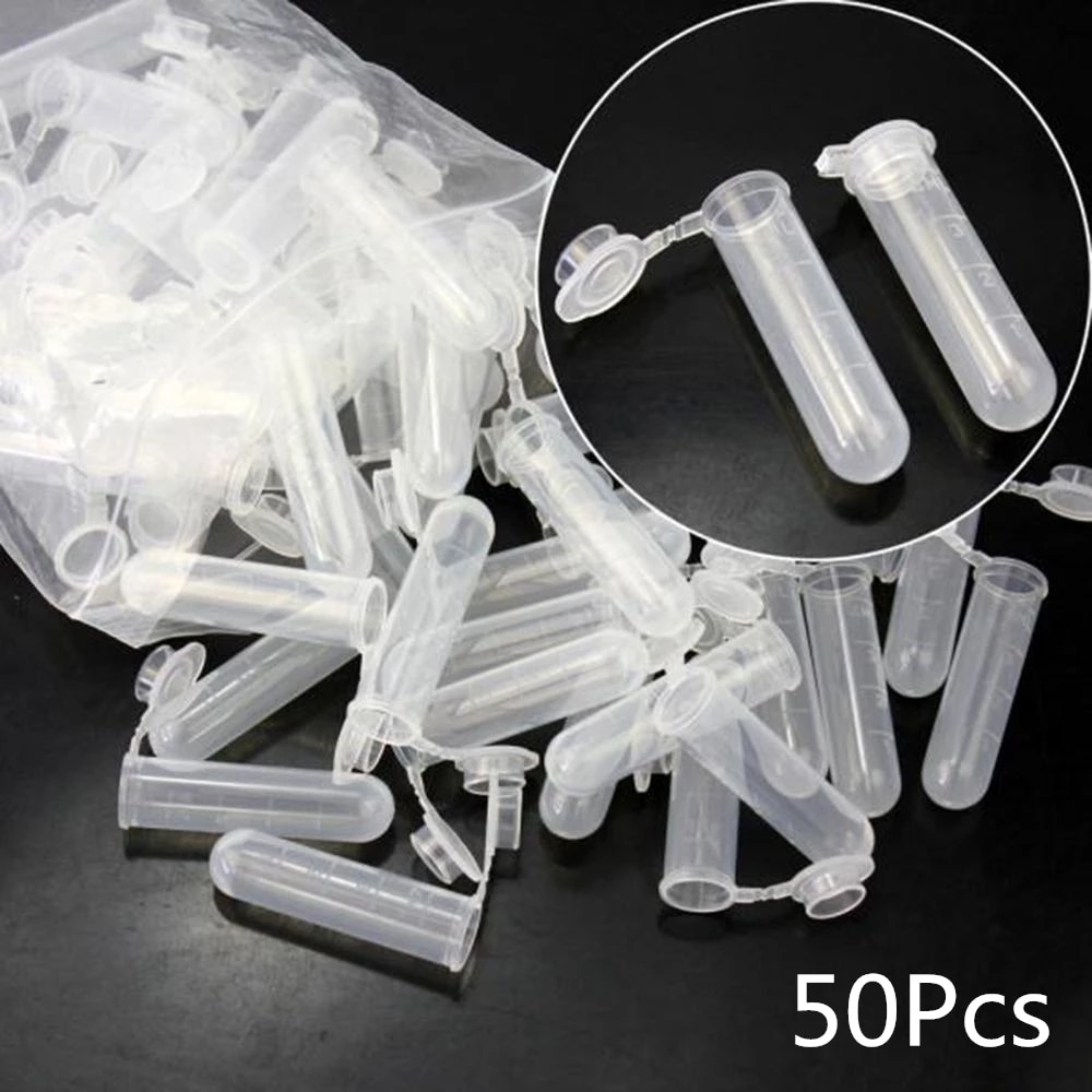 50Pcs 5 ml Centrifuge Test Tube Multi-purpose Empty Plastic Tube Clear Sample Storage Container Round Bottom EP Tube with Scale