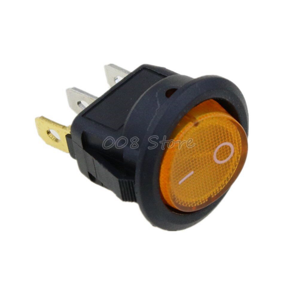 Optional Colors ON/OFF LED 12V 16A DOT ROUND ROCKER SPST TOGGLE SWITCH CAR BOAT LIGHT: Yellow / 220V