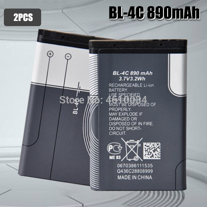 Batterij BL-4C Bl 4C 890Mah Voor Nokia 6300 6100 3500c 7200 X2-00 Bateria Batterij Accumulator: 2pcs