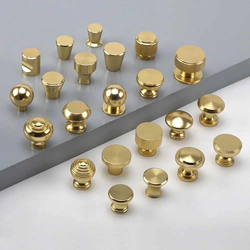 Simple Knurled Cabinet Drawer Knob Round Gold Door Handle Portable Single Hole Furniture Accessories for Home