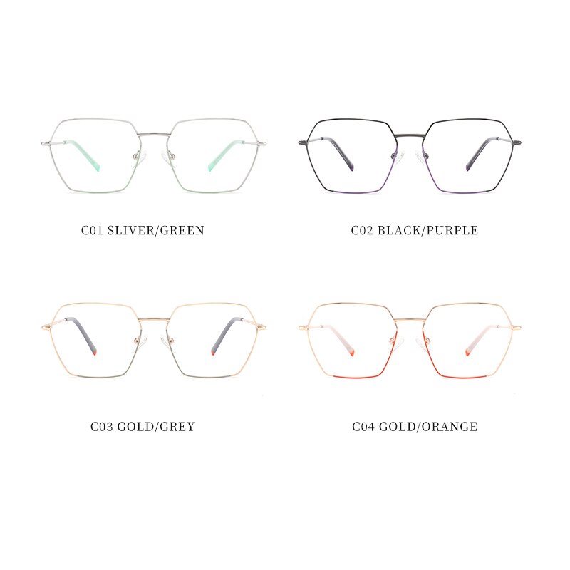 Monturas de gafas grandes de Metal ultraligeras para mujer, anteojos ópticos Vintage con prescripción de miopía, polígono, Canmila BOM1131