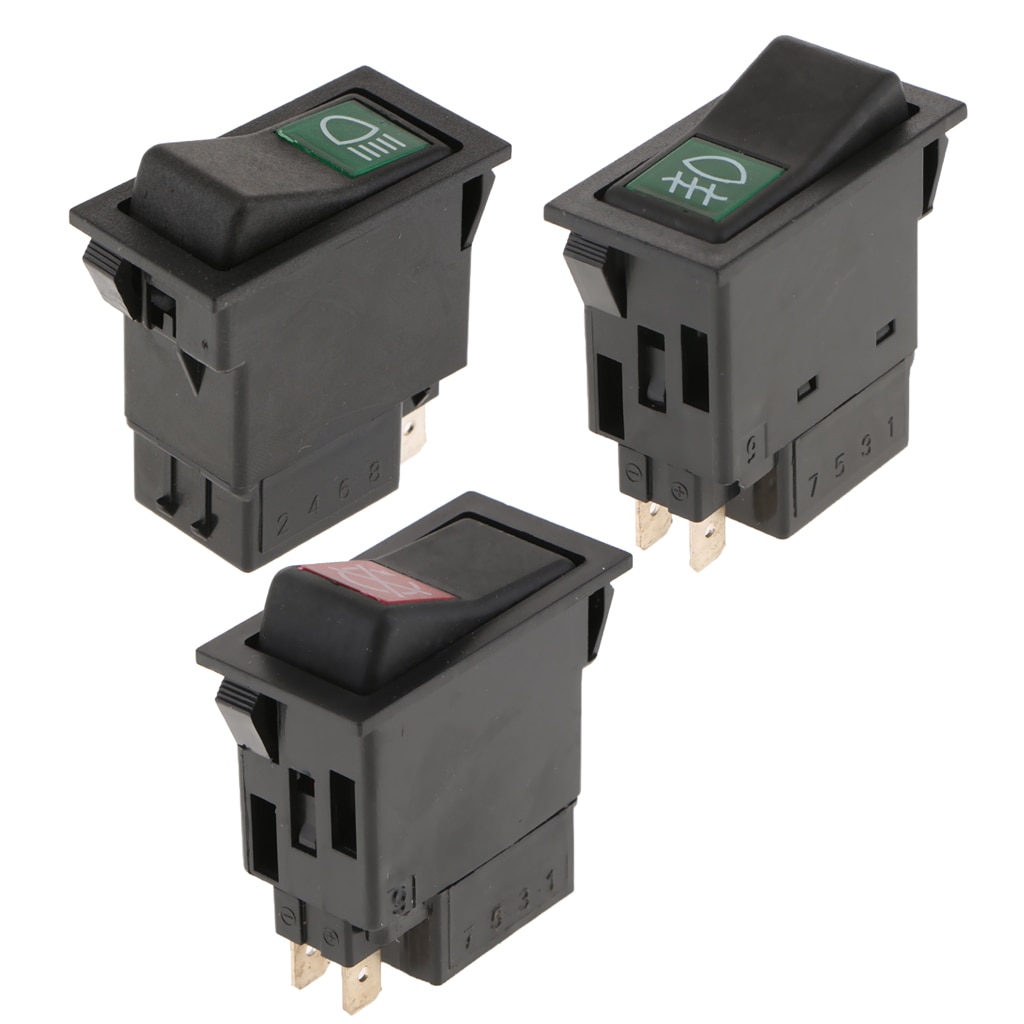 3PCS 1Gear 2Pin/2 Pin/4Pin Light On/Off Push Button Rocker Switch for Trucks