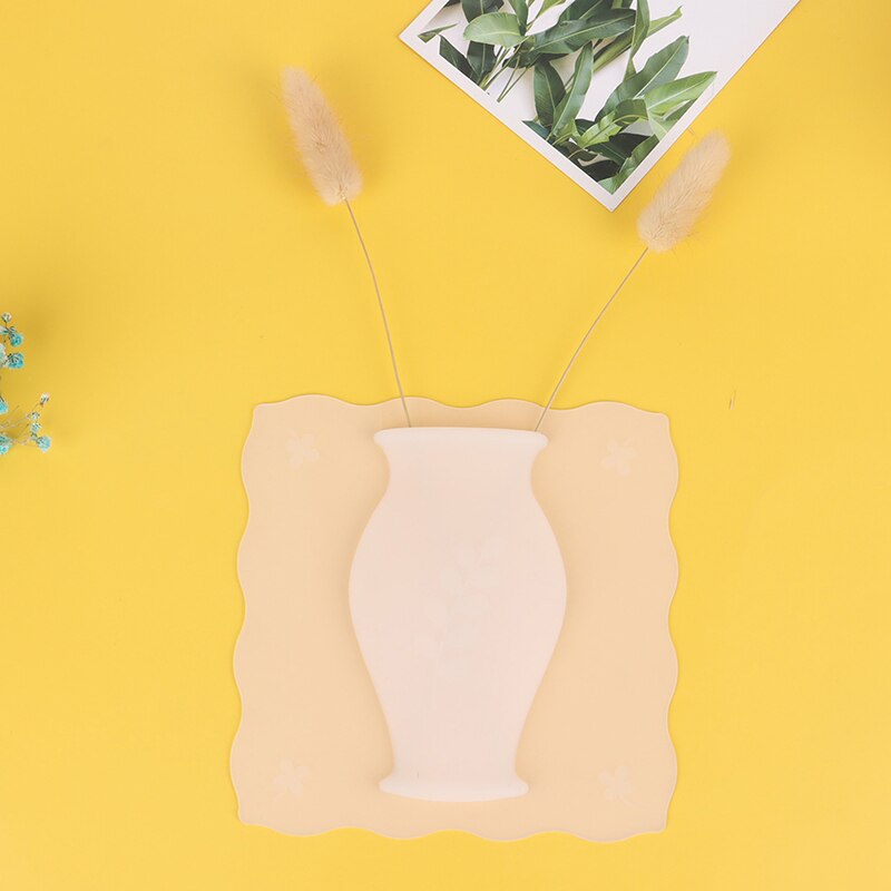 1 vase adhésif en silicone, autocollant mural amovible et facile à installer, vase pour réfrigérateur, vase à fleurs magiques, accessoires de décoration pour la maison: Blanc