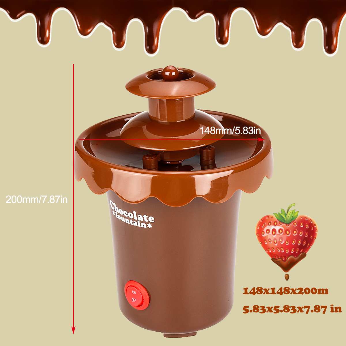 2 Tiers Mini Chocolate Fondue Fountain Party Waterfall Melting Machine for Fruits Marshmallows Cookies Cake Wedding Party