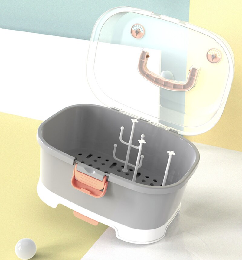 Food-Grade Plastic Milk Bottle Storage Box Bottle Drying Rack with Dustproof CoverBaby&#39;s Tableware Storage Boxes