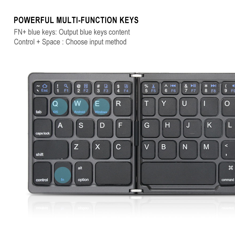 Bærbar foldbar bt russisk engelsk spansk tastatur trådløs genopladelig foldbar touchpad til ios android windows ipad tablet