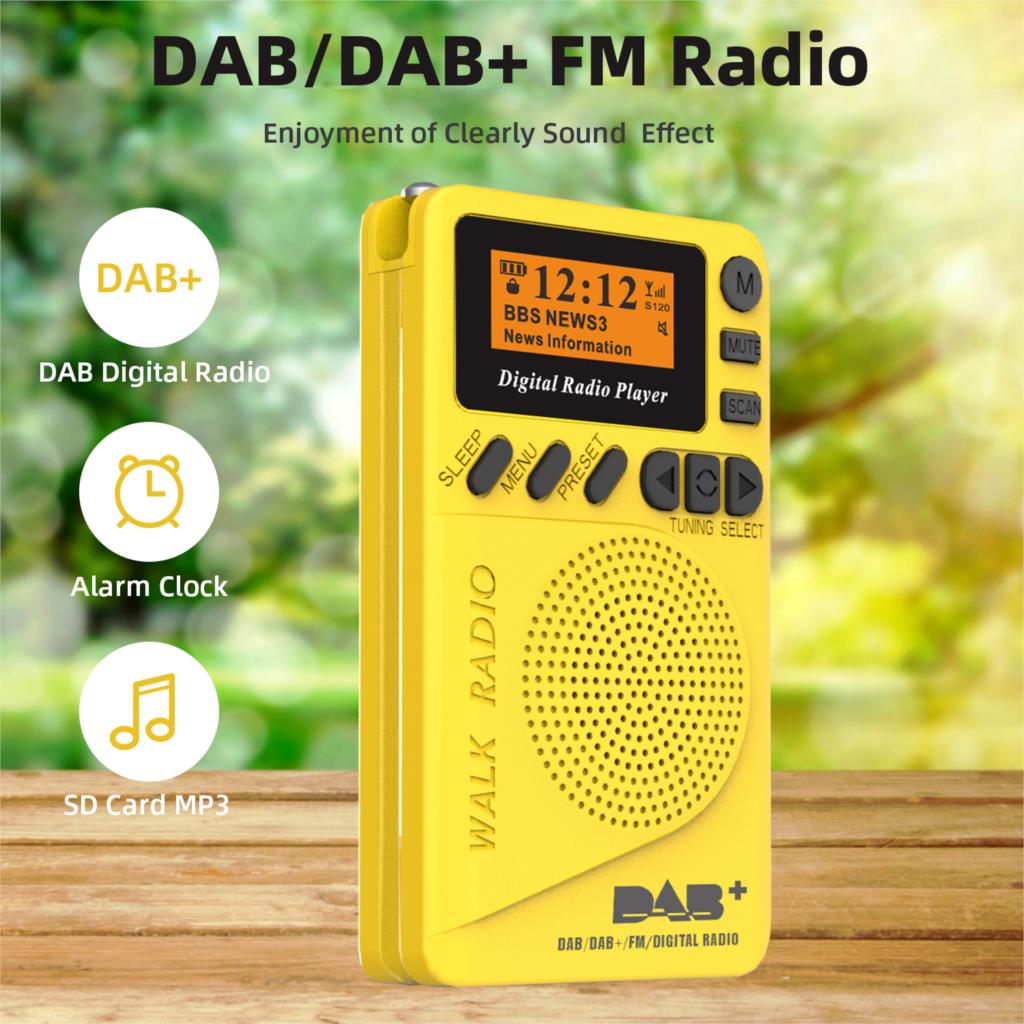 DAB/DAB+ Digital & FM Radio, Personal Portable Pocket Handheld Digital Radio, SD Card MP3 Player, Built-in Rechargeable Battery
