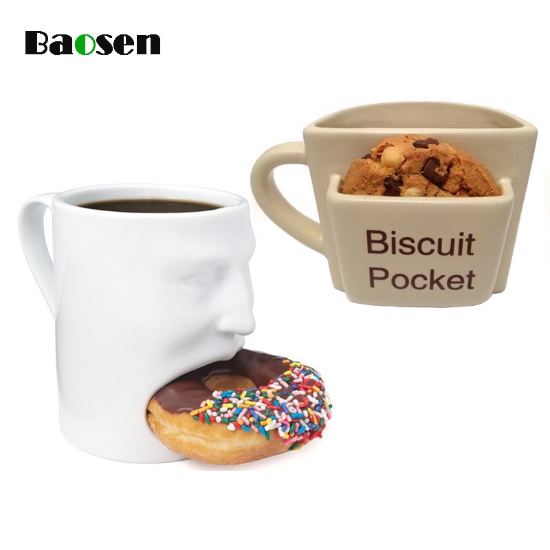 Baosen Kaffekrus Med Kjeks Cookie Dessert Lomme Keramiske Krus Og