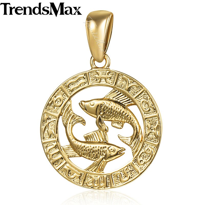 Pisces Zodiac Sign Necklaces For Women Men 585 Rose Gold Pendant Necklace Male Woman Jewelry Personal Birthday GP286: GP368