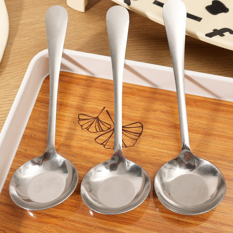 1/10PCS Ronde Kop Soeplepel Rvs Lange Steel Roerlepel Draagbare Dessert Koffie Scoop Thuis keuken Servies