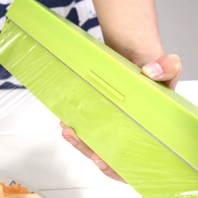Basupply 1pc praktiske konserveringsmidler klæbende wrap dispenser magisk frugt mad frisk holde film cutter køkken tilbehør værktøj