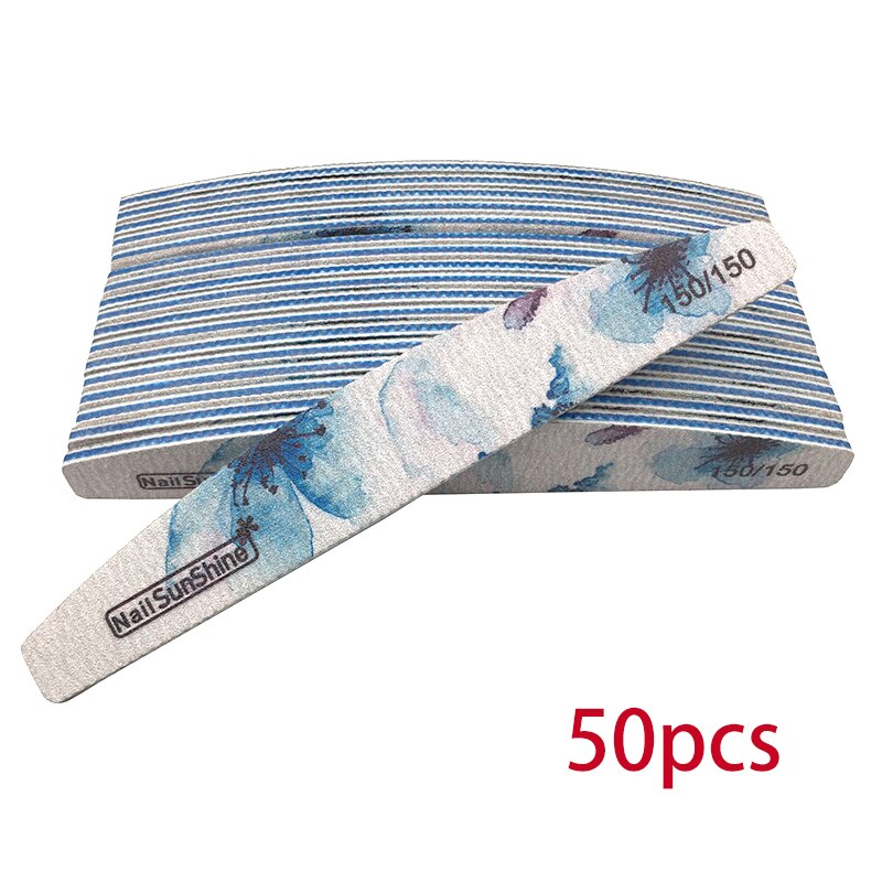 25/50pcs Nail File 80/100/150/180/240/320 Thick Nail Buffer Sandpaper Nail Gel Polish File Flower Sanding Tools: 150 Grit 50pcs
