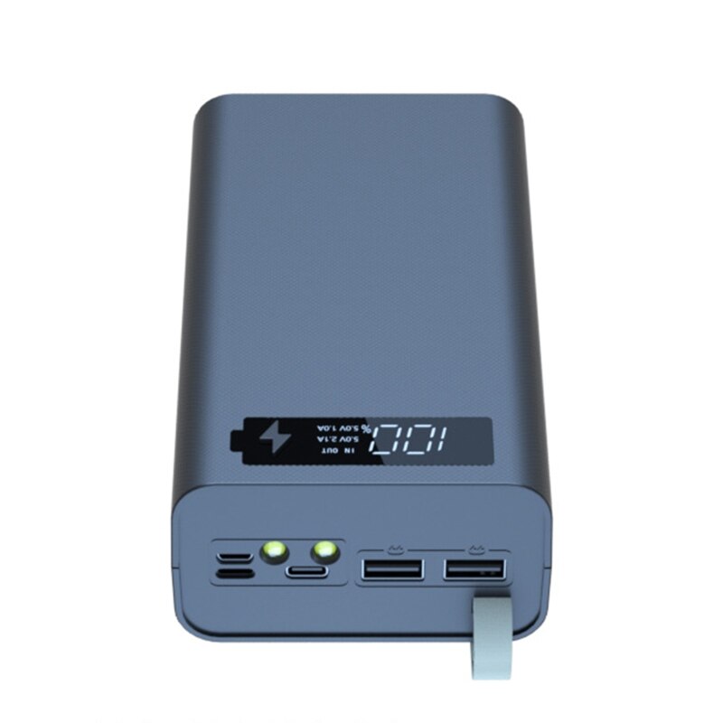18650 powerbank-hüllen mit zwei usb-anschlüssen, kabellosem ladegerät, akkubox und handy-ersatzteilen: Schwarz