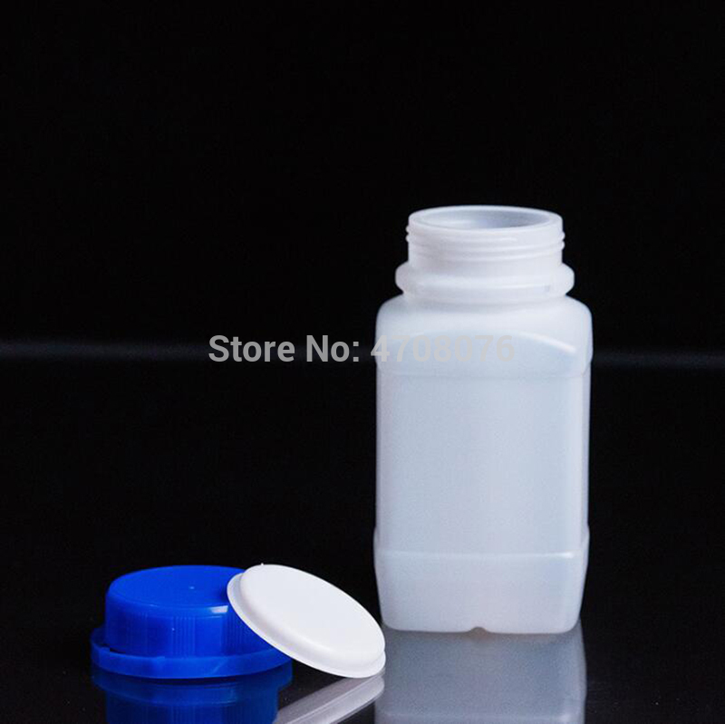 500ml 6 stks/pak PE lab theftproof reagens fles met schaal Plastic monster fles met schroef deksel vierkant voor chemische experiment