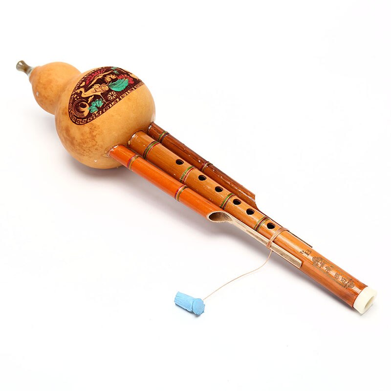 Kinesisk håndlavet bambus hulusi kalebas cucurbit fløjte etnisk musikinstrument nøgle til c med etui til begyndere musikelskere