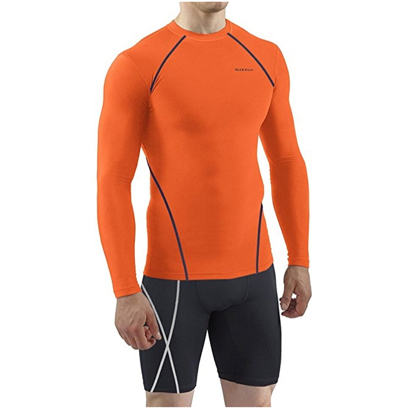 Newest Men's Skin Tight Compression Base Layer Orange Running Shirt-NT006