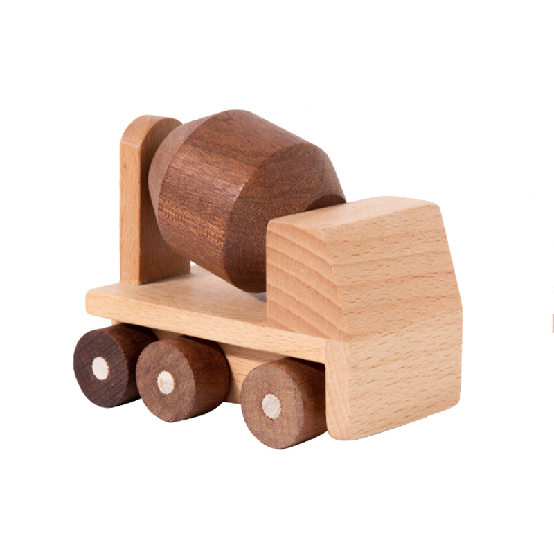 Giocattoli in Legno di Faggio, Blocchi a Forma di Auto, Escavatore Cartoon, Giocattoli Educativi Montessori, Ambulanza e Auto della Polizia per Bambini, Regalo di Compleanno: cachi scuro