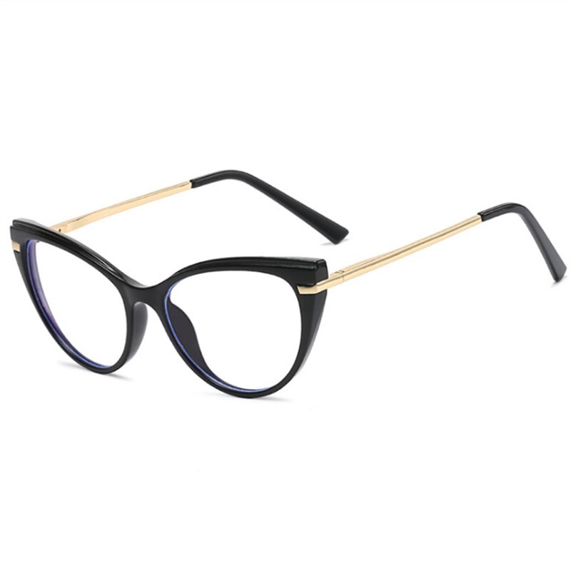 YOOSKE-monturas para gafas de sol para mujer, lentes Sexy de gato rojo, antiluz azul, para ordenador, monturas para Miopía: Negro
