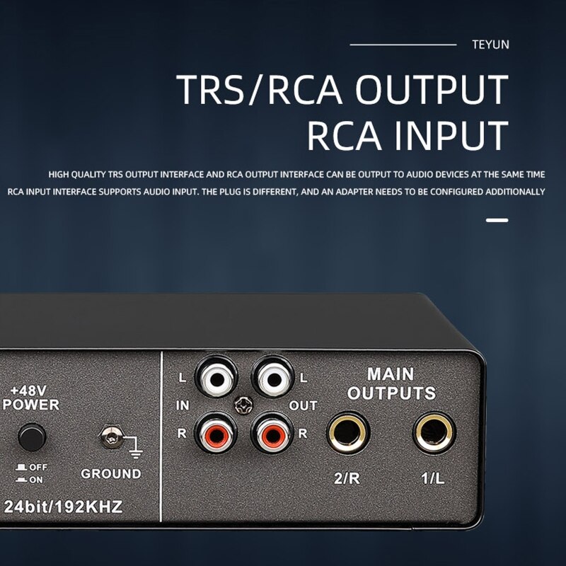 Interface 2-in, 2-out Sound Card with USB Cable for PC Mobile Recording Kits with Signal Lamp,Peak Lamp,Power Lamp