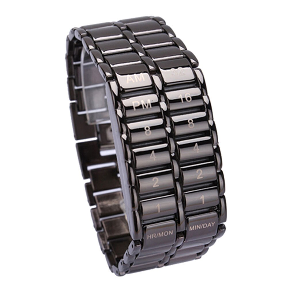 Men's Binary LED Digital Quartz Wrist Watch Father's Day SMR88: Black