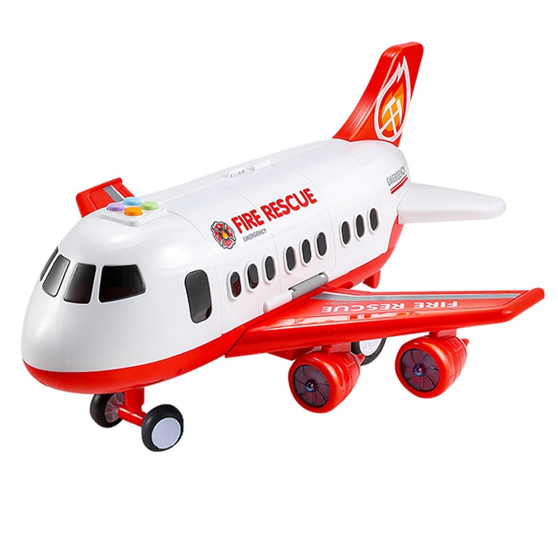 Children'S Toy Aircraft Boy Baby Oversized Music Track Inertia Toy Car Plane Passenger Model Large Storage Space,Red: Default Title