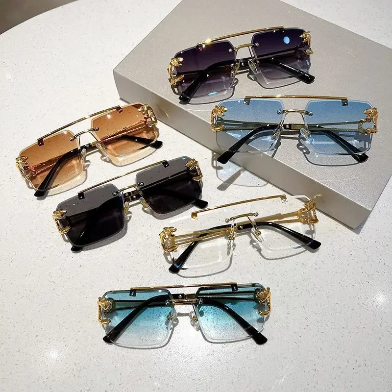 Sunglasses Men Rimless Sun Glasses Shades Lens Ladies Frameless Eyeglasses