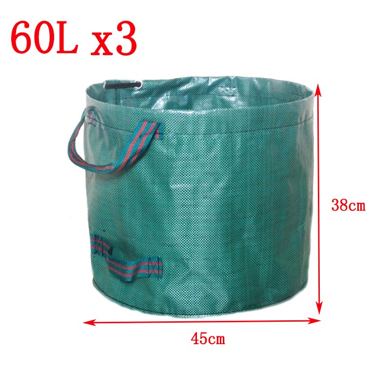 Grand sac poubelle de jardin, grande poubelle d&#39;extérieur pour cheminée de Camping, sac de stockage robuste: 60L x 3