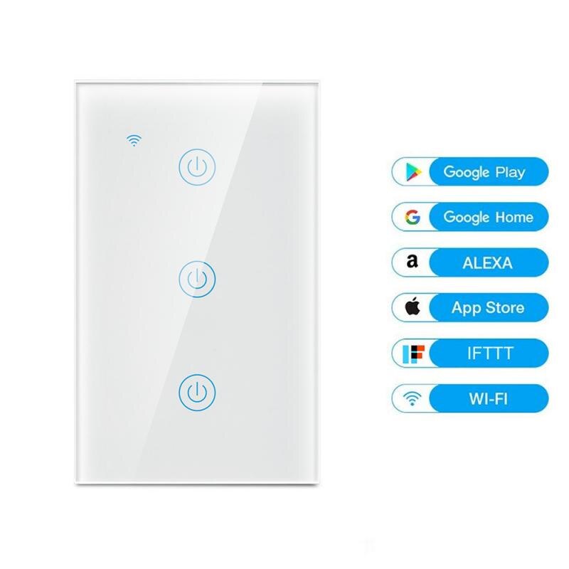 1/2/3/4 gang EWelink WiFi Smart Touch Switch AC100-250V Home Wall Button for Alexa and Google Home Assistant US Standard: 03