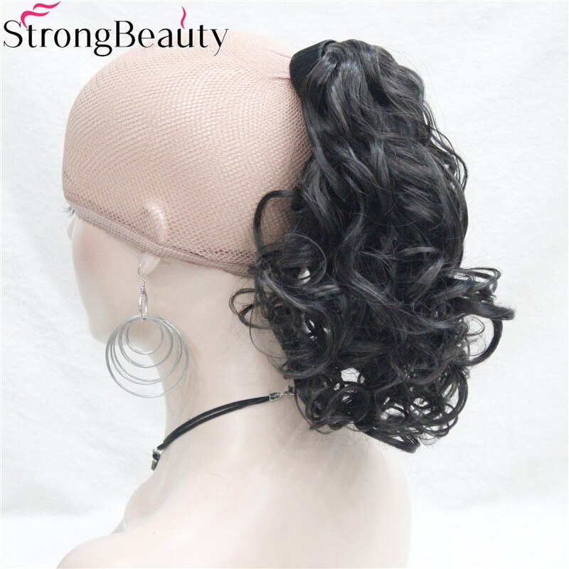 Coleta de pelo rizado, extensión de cabello medio largo sintético de belleza fuerte: 4