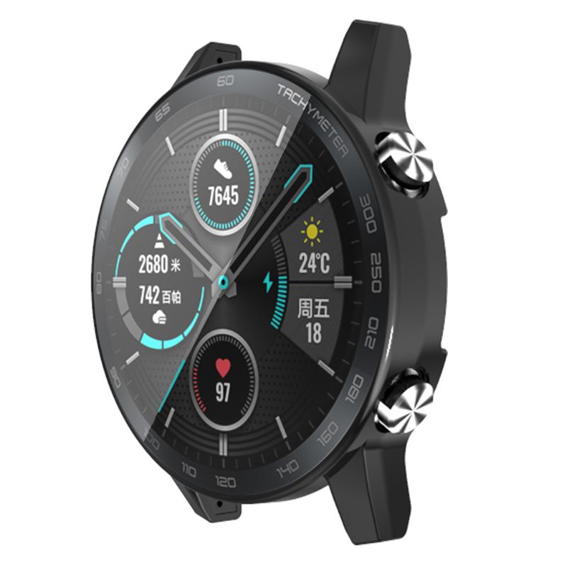 Galvanik TPU Uhr Abdeckung Hülse Bildschirm Schutz fallen für Honor Magie 2 46mm Smartwatch Zubehör: Schwarz