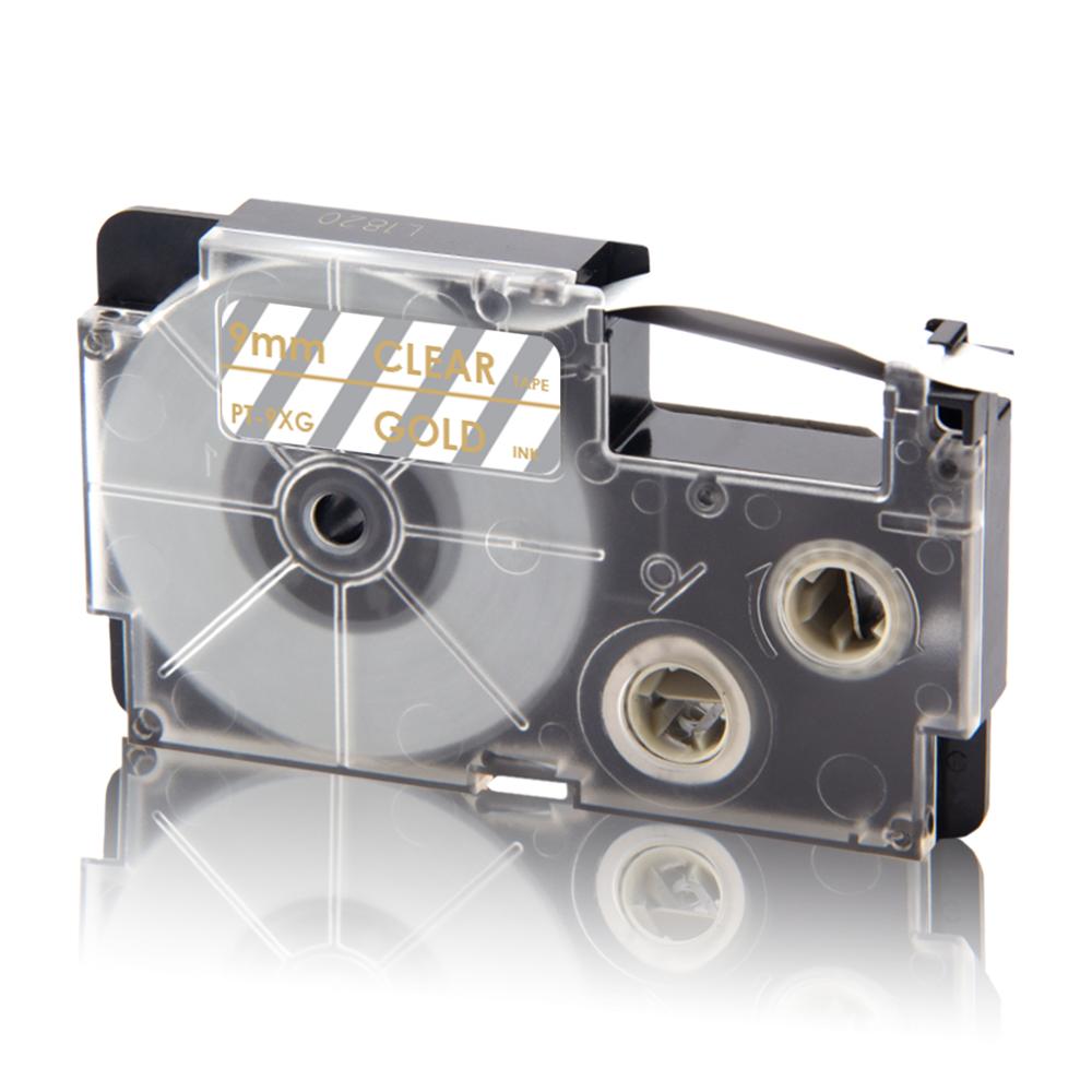 UniPlus XR-9WE Label Tapes Compatible Casio 9mm XR 9WE Black on White for KingJim Label Printer KL-M5 KL-M6 KL-M7 KL-M20 KL-M30: Gold on Clear