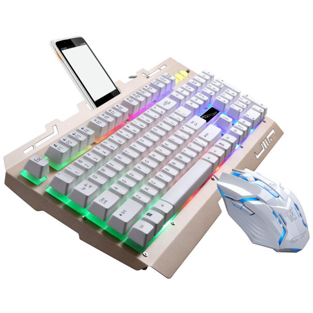 Trådbunden rgb led tangentbord mus set ergonomisk utbytbar laptop bakgrundsbelysning kit mekaniskt lysande spel
