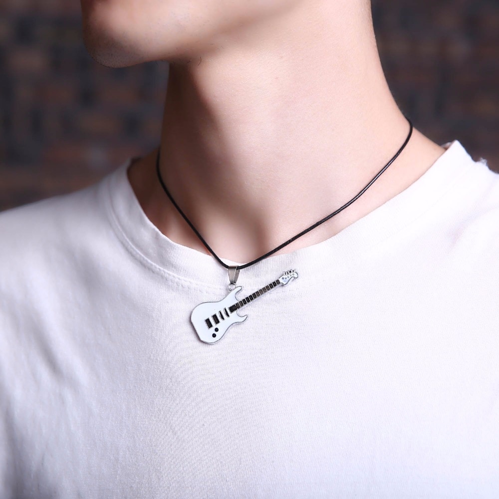 6 Designs Pendant Chains Accessories Music Jewelry instruments Choker Stainless Steel Guitar Necklaces punk rock Necklace