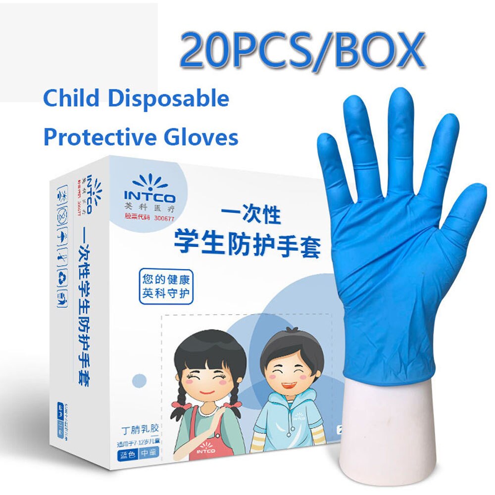 Guantes de látex desechables para niños, 20 unidades por caja, tamaño pequeño, gruesos, de grado alimenticio, resistentes al agua, antideslizantes