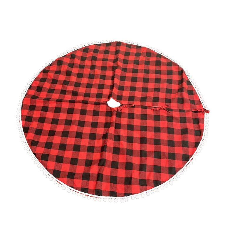 Rood Zwart Plaid Fuzzy Bal Boom Rok Kerstversiering Kerstboom Rok Voor Home Office