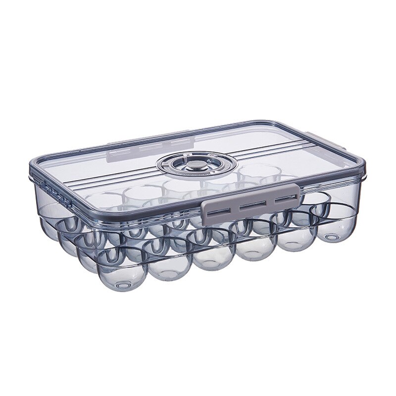 Egg Storage Box Kitchen Drawer Type Egg Storage Box Refrigerator Storage Box Fresh Keeping Box Dumpling Box Household Eggs Holde: Gray-L-A