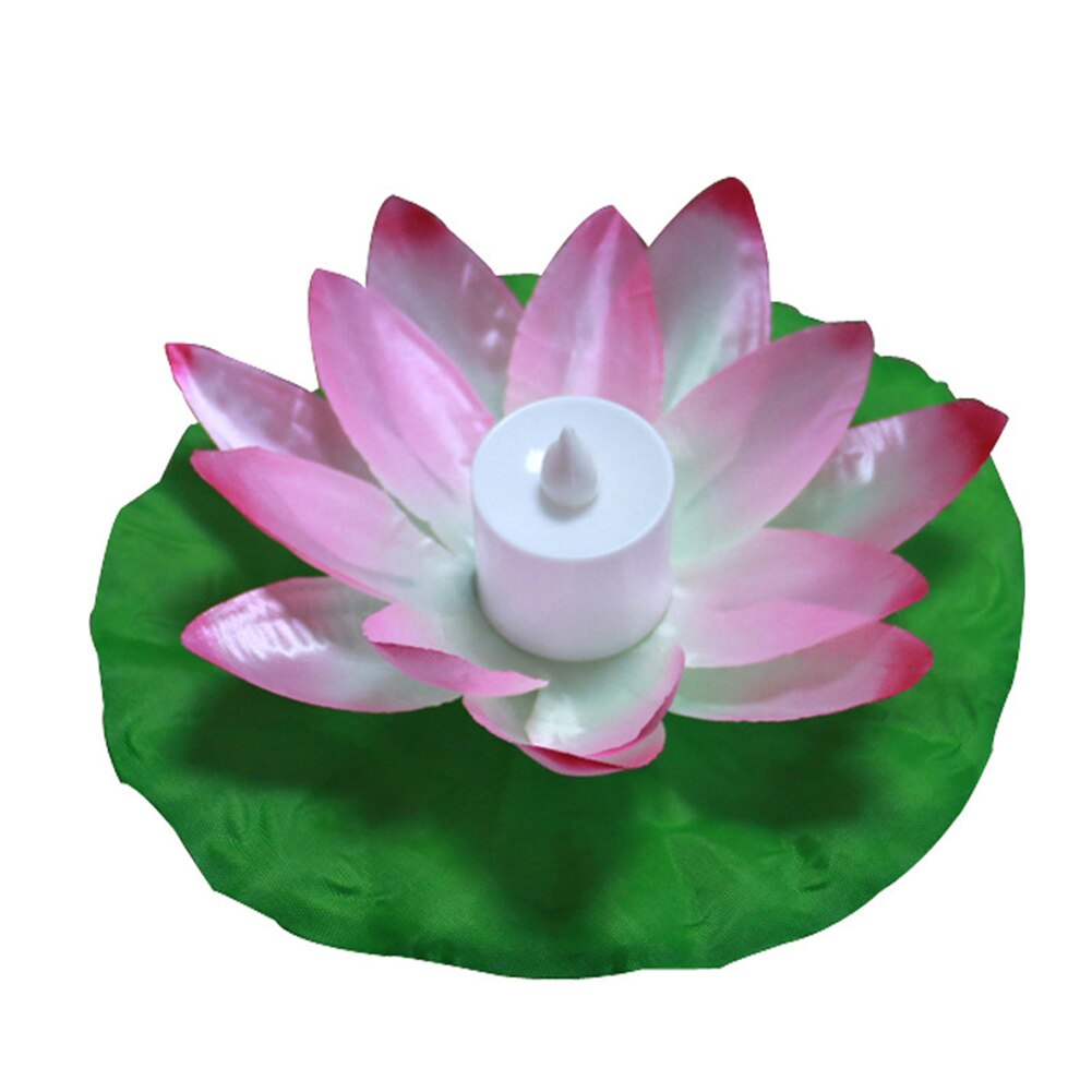 Flydende lotus lys pool udendørs have vand blomst led lampe lys elektronisk stearinlys lbshipping: Lyserød