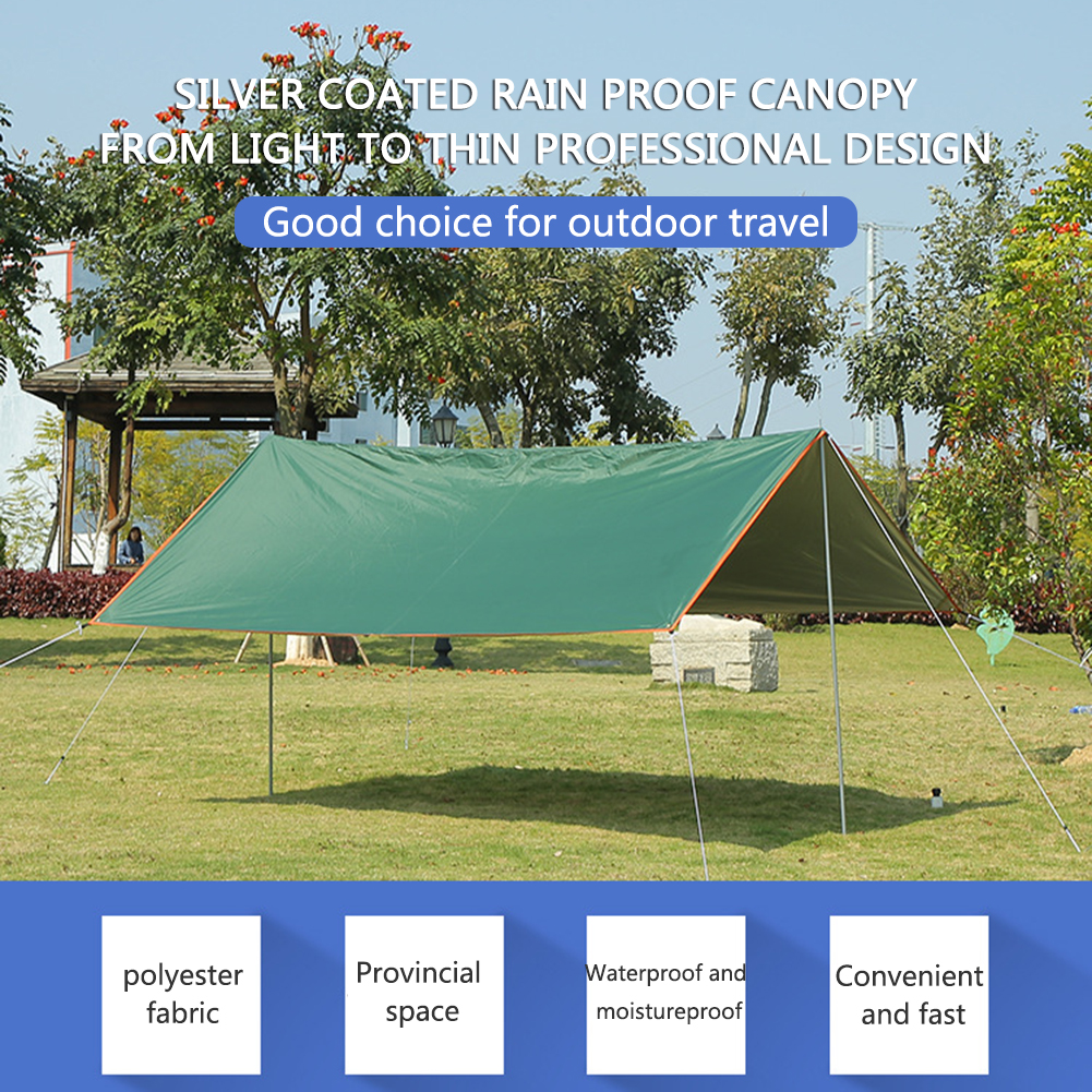 3 x 3m awning waterproof tarpaulin tent shade ultralight garden canopy parasol outdoor camping beach sun shelter hammock rain fly