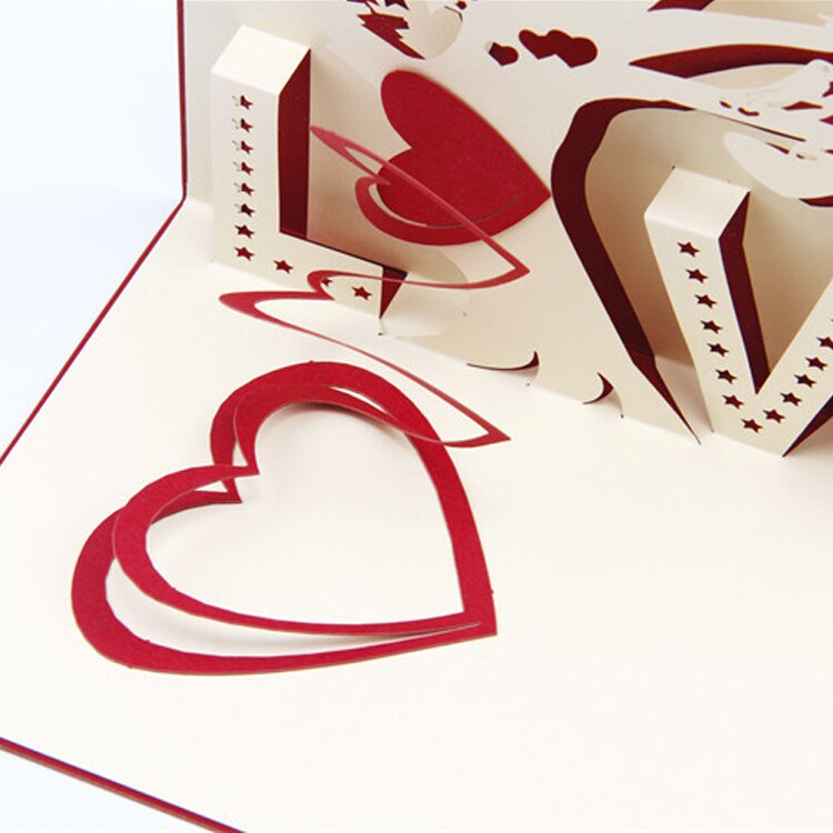 tarjeta de felicitación 3D con árbol de amor, tarjetas postales de boda, árbol de amor, tarjetas de recuerdo