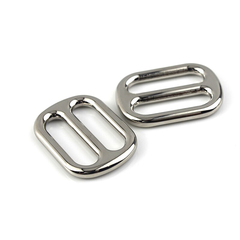 Boucle de glissière à trois glissades en métal, barre centrale de réglage pour sac en cuir artisanat sangle de ceinture 25/32/38mm 1 pièce: 32mm / silver