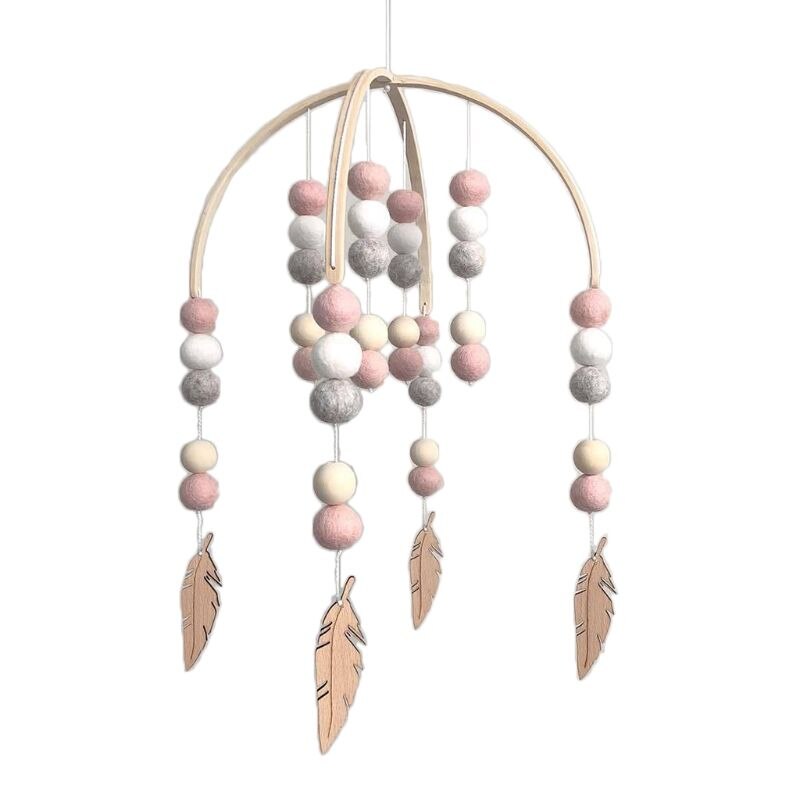 Baby Wool Balls Wooden Beads Mobile Rattles Bed Bell Wind Chimes Toy Decorations: 4