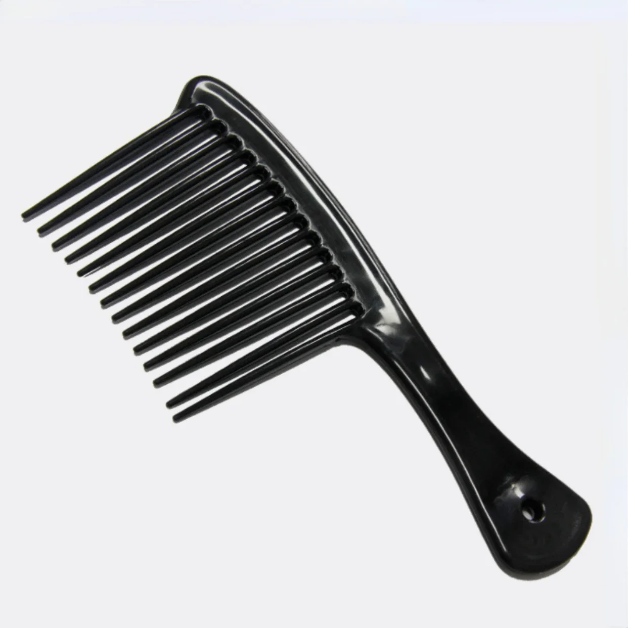 Peine de peluquería liso de dientes anchos, cepillo de pelo rizado largo y húmedo de gran tamaño, herramientas de estilismo para desenredar el cabello, picos anchos y gruesos: Negro