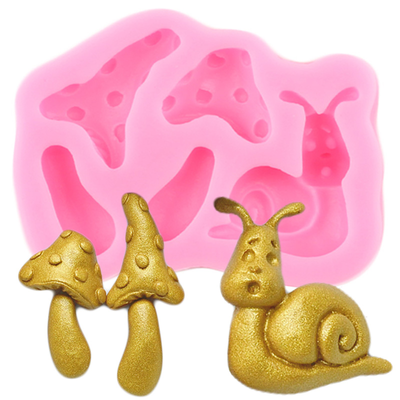 Eekhoorn Boomstronk Dennenappels Siliconen Mallen Paddestoel Slak Fondant Cake Decorating Gereedschap Diy Snoep Hars Klei Chocolade Mallen: CF177