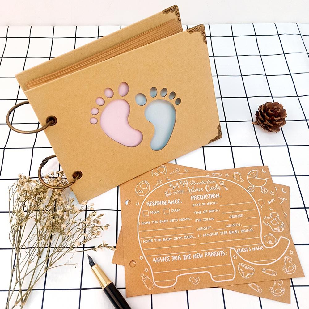 OurWarm Baby Shower Guest Book Signature Elephant Kraft Paper Guestbook Advice Cards Birthday Party Decoration