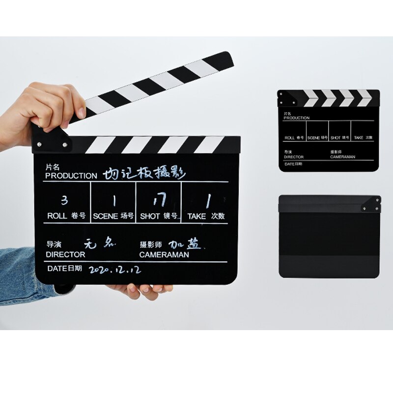 Director Video Scene Clapperboard Clapper Board Acrylic Dry Erase TV Movie Film Action Slate Clap Handmade Cut Prop
